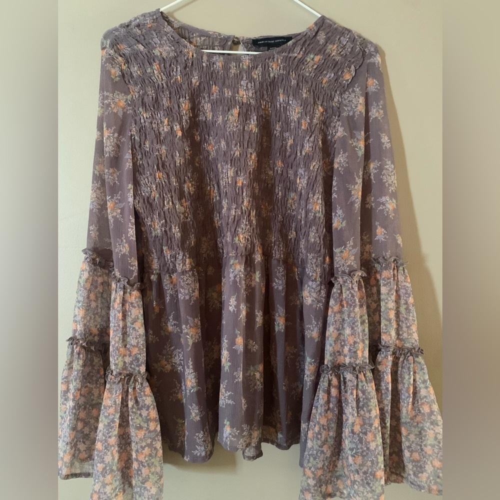 American Eagle Outfitters Lavender Floral Smocked blouse